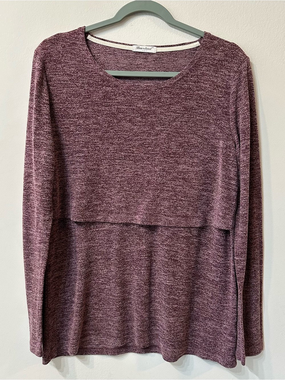 Bearsland Maternity Nursing Top L Large Burgundy Heathered Breastfeeding